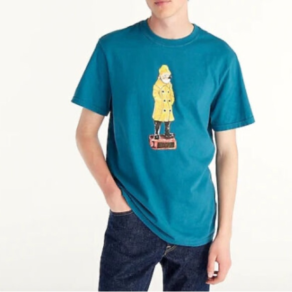 J Crew short sleeve crew neck Made-in-the-USA fisherman graphic T-shirt